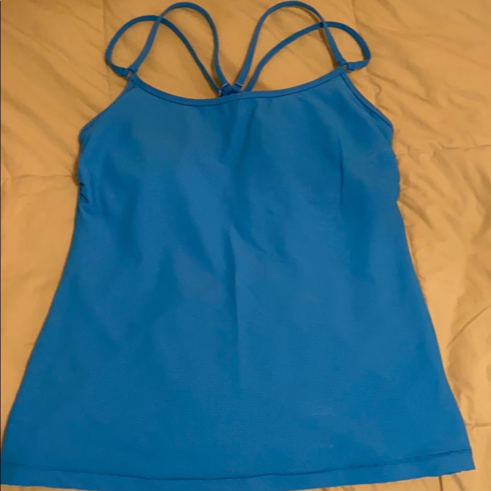 Athleta Seascape Blue Ribbed Tankini Top 34B/C